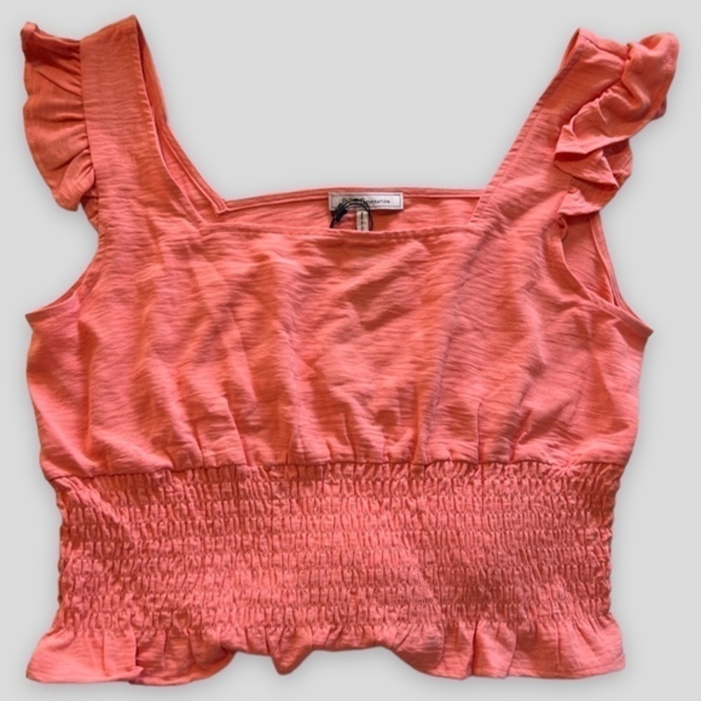 BCBGENERATION Ruffle Strap Smocked Top In Coral - Picture 6 of 10